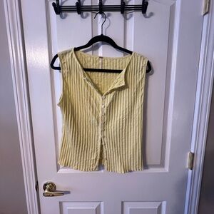 Free People Button Up Ribbed Tank Top